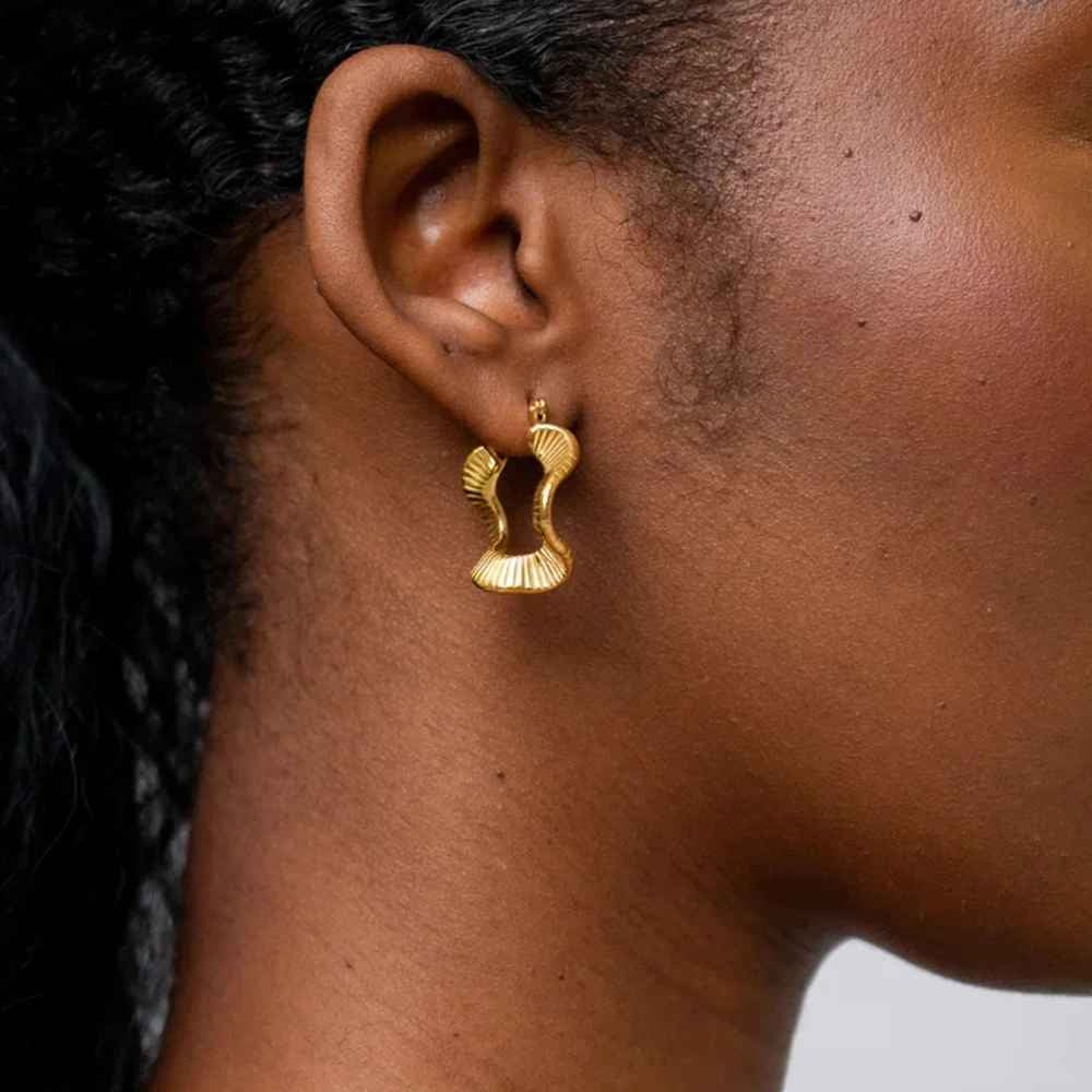 Golden Ripple Hoops