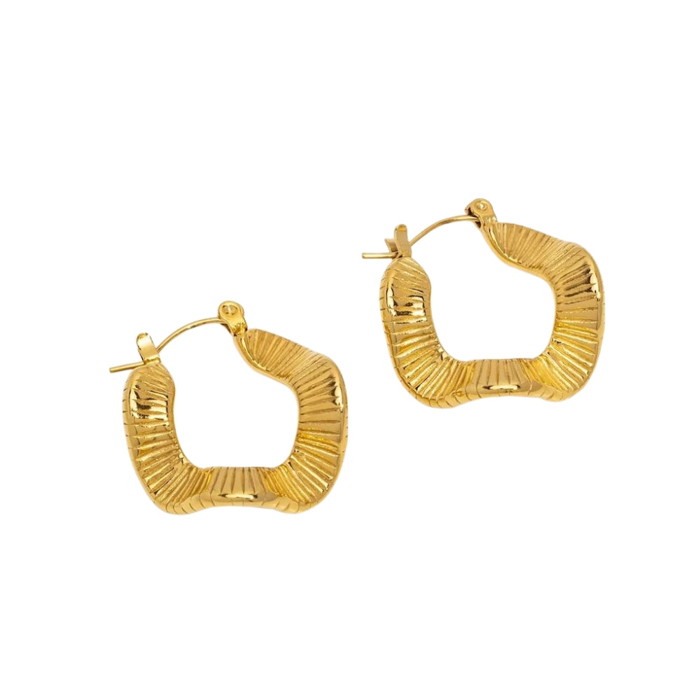 Golden Ripple Hoops