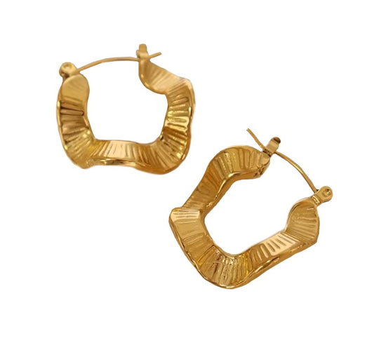Golden Ripple Hoops
